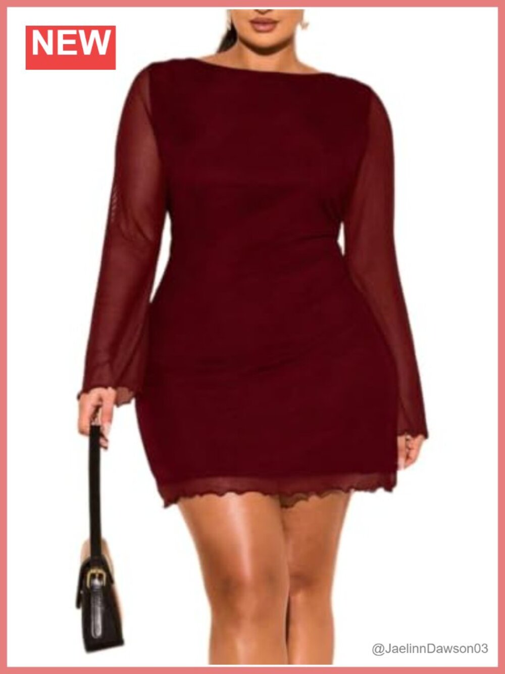 Plus Size Sexy Mini Dress Long Sleeve Mesh Bodycon Club Party